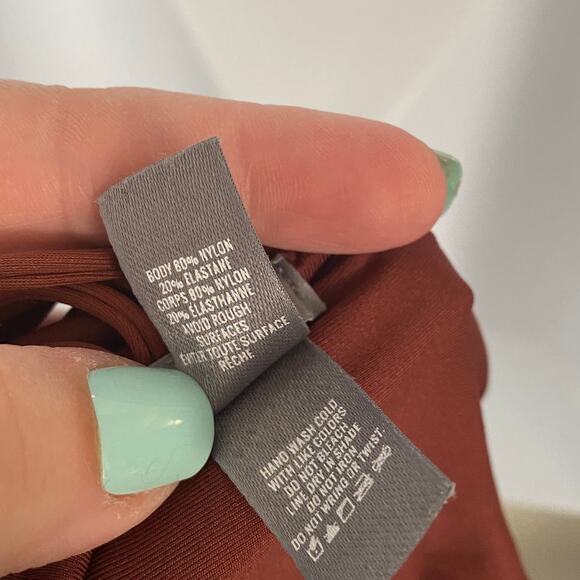 Aerie Dark Orange Rusty Brown Crochet Back One Piece Swim Suit Sz S - Picture 8 of 12